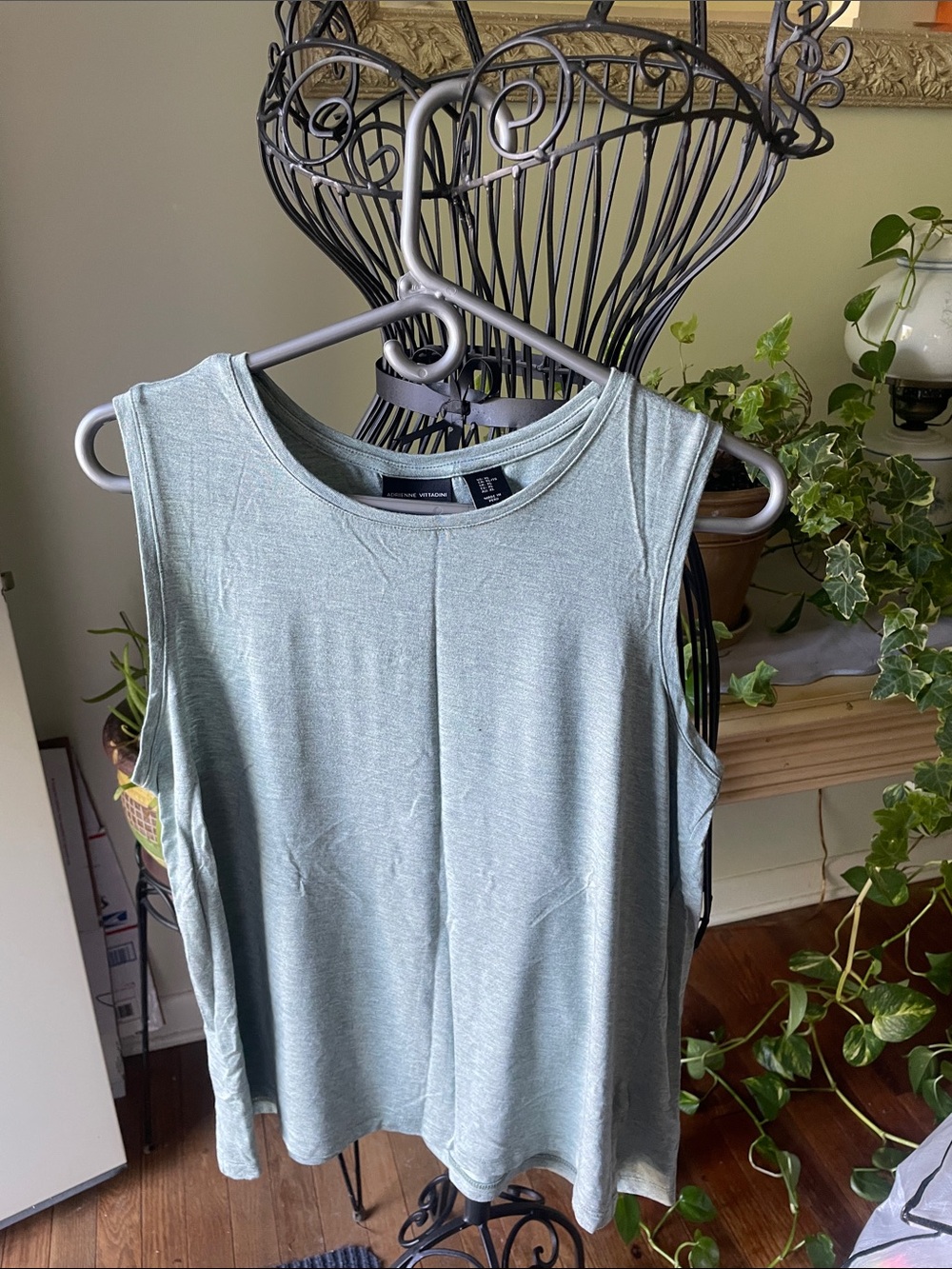 Adrienne Vittadini Light Sage Green Sleeveless Tank
